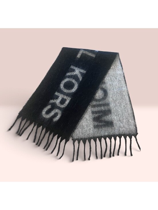 Michael Kors Accessories - Michael Kors Women's Black /Grey Logo Big Wrap Scarf